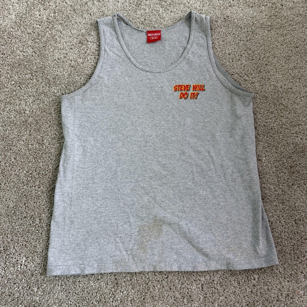Nelk Boys Steve Will Do It Tank Top Mens Medium Gray Graphic Full Send